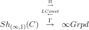   Sh_{(\infty,1)}(C)  \stackrel{\overset{\Pi}{\to}}{\stackrel{\overset{LConst}{\leftarrow}}{\overset{\Gamma}{\to}}} \infty Grpd 